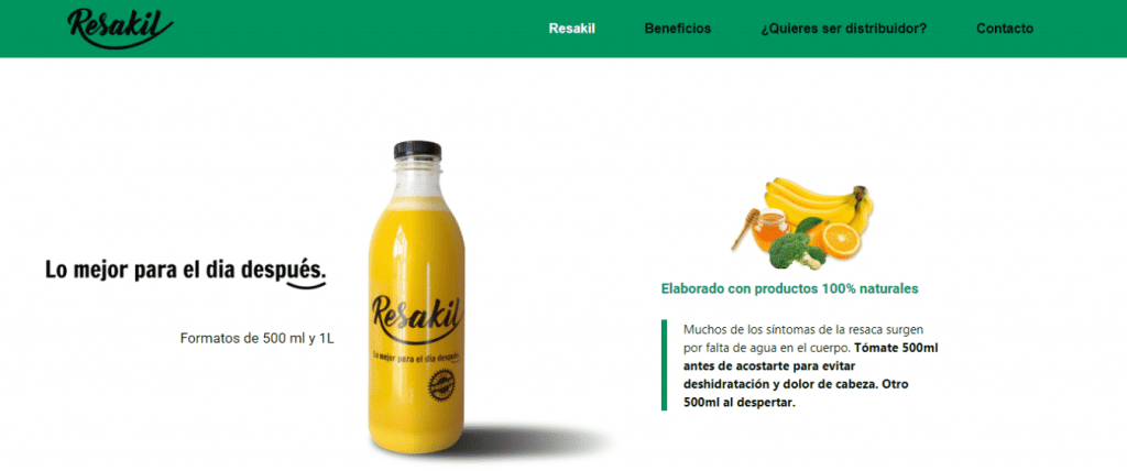 Portada de página web Resakil