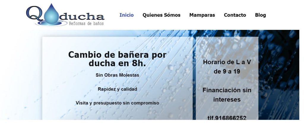 Diseño página web de reformas de baño Qducha
