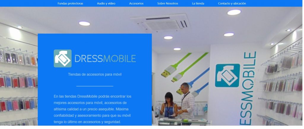 pantallazo de diseño web económico de tienda accesorios móvil
