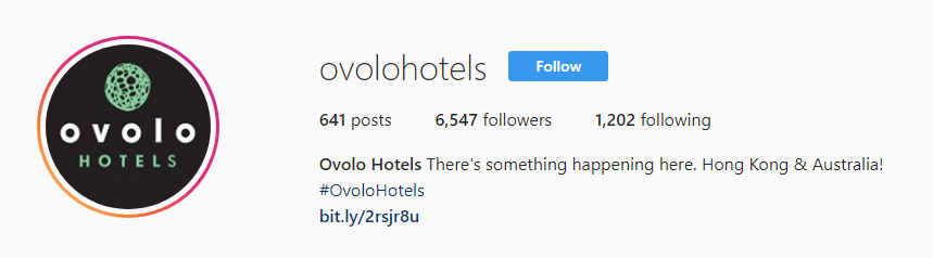 La página de Instagram de un hotel
