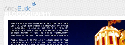 Andy Budd CSS / Enlaces de estándares web: captura de pantalla.