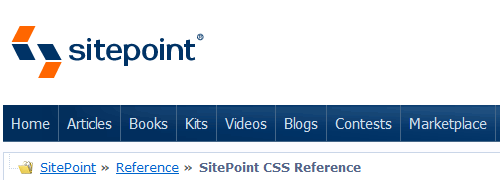Referencia CSS de SitePoint: captura de pantalla.