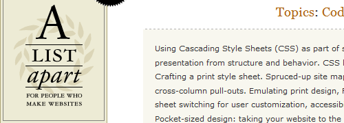 Una lista aparte de temas CSS: captura de pantalla.