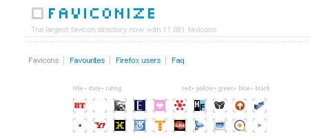 Faviconize - el directorio de favicon - Captura de pantalla